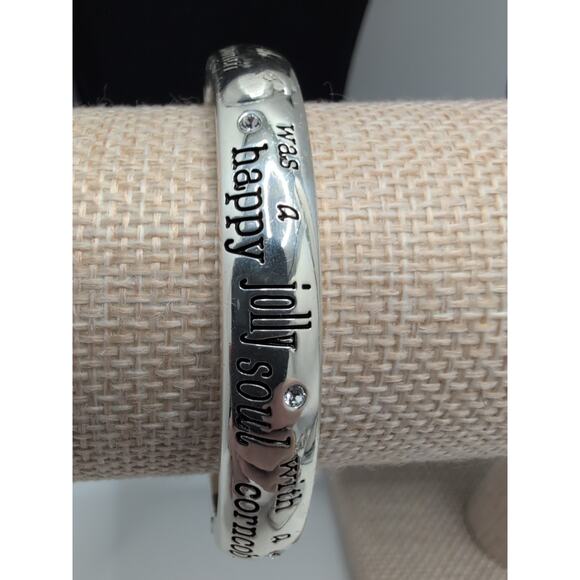 Brighton Frosty the Snowman Lyrics Bangle Bracelet Crystals oval Christmas - Picture 2 of 9